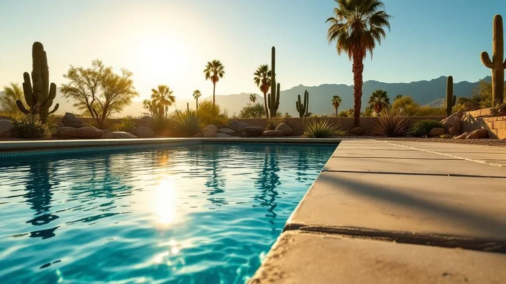 Gilbert Arizona pool deck with visible settlement and cracking